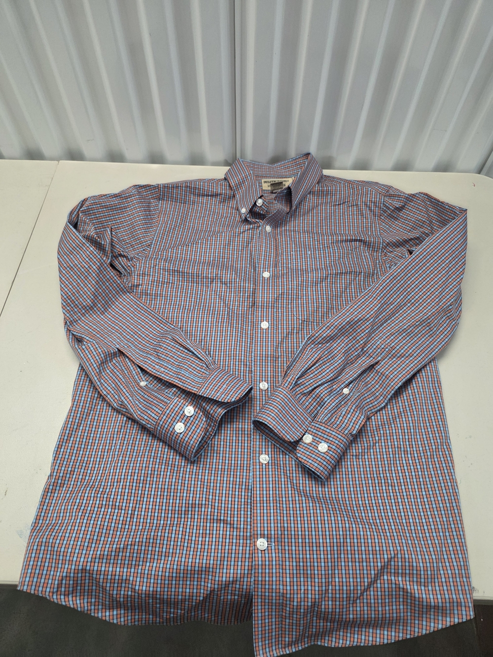 Duluth Trading Co Wrinkle Fighter Slim Fit Button Down Shirt Men's Size Large